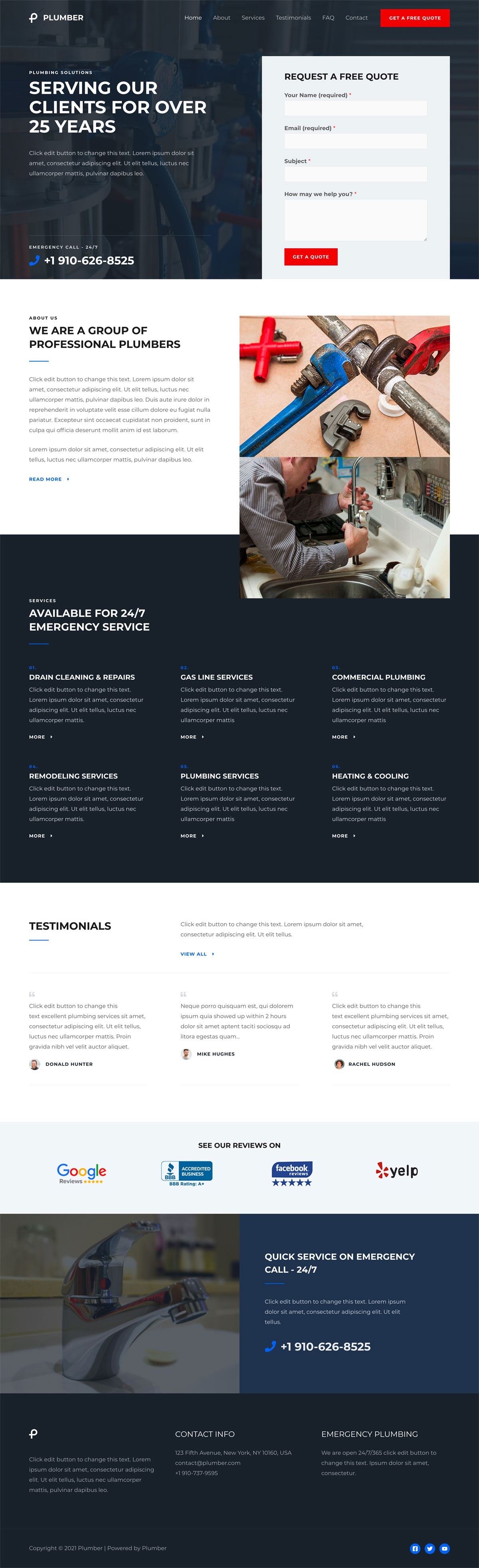 1-Click Plumber & Home Services Website